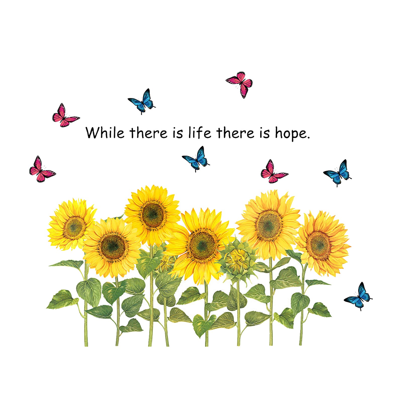Sunflower Wall Stickers With Butterfly Wall Sticker Yellow