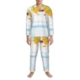 thumbnail image 3 of Salouo Corgi In The Shower Cap Bathing Print Button-Front Long Sleeve Pajama Set for Men, Soft 2Pjs Men's Long Sleeve Sleepwear-Large, 3 of 7