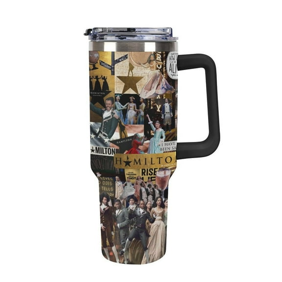 Hamilton The Musical Car Cup with Handle Straw Lid Stainless Steel Double Wall Vacuum Coffee Mug Large Capacity Tumbler 40oz for Man Woman