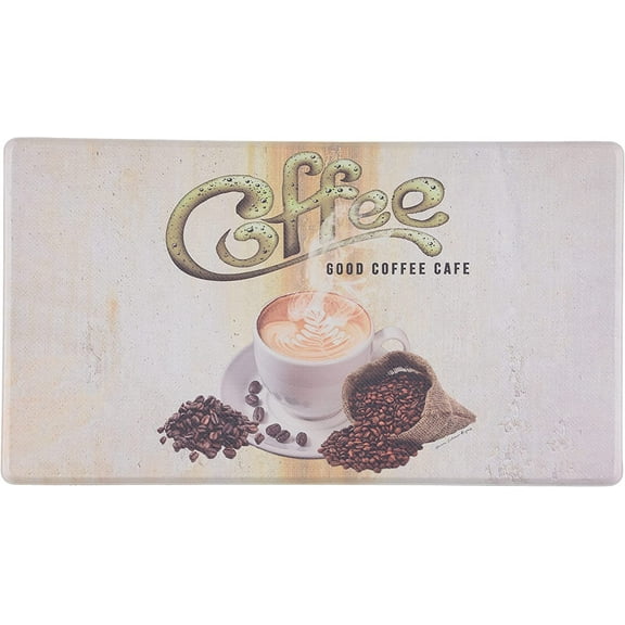 J&V TEXTILES Kitchen Runner Rugs Anti-Fatigue mats,Non Slip Waterproof Ergonomic Comfort Mat for Kitchen, Floor Home, Office, Sink, Laundry Good Coffee, 20" x 36"