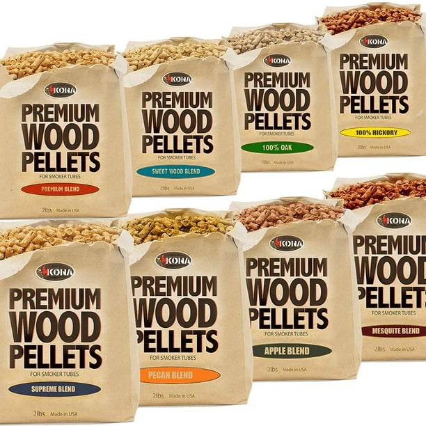 Kona Smoker Wood Grilling Pellets Variety Pack (1 Pound Bags, 8 Pounds