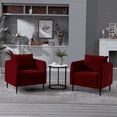 thumbnail image 5 of TOSEE Wine Red Velvet Accent Chairs Set of 2, Modern Upholstered Accent Chair Comfy Velvet Armchair with Thick Cushion and Wood Frame, Single Sofa/Side Chair for Living Room Bedroom Office, 5 of 9