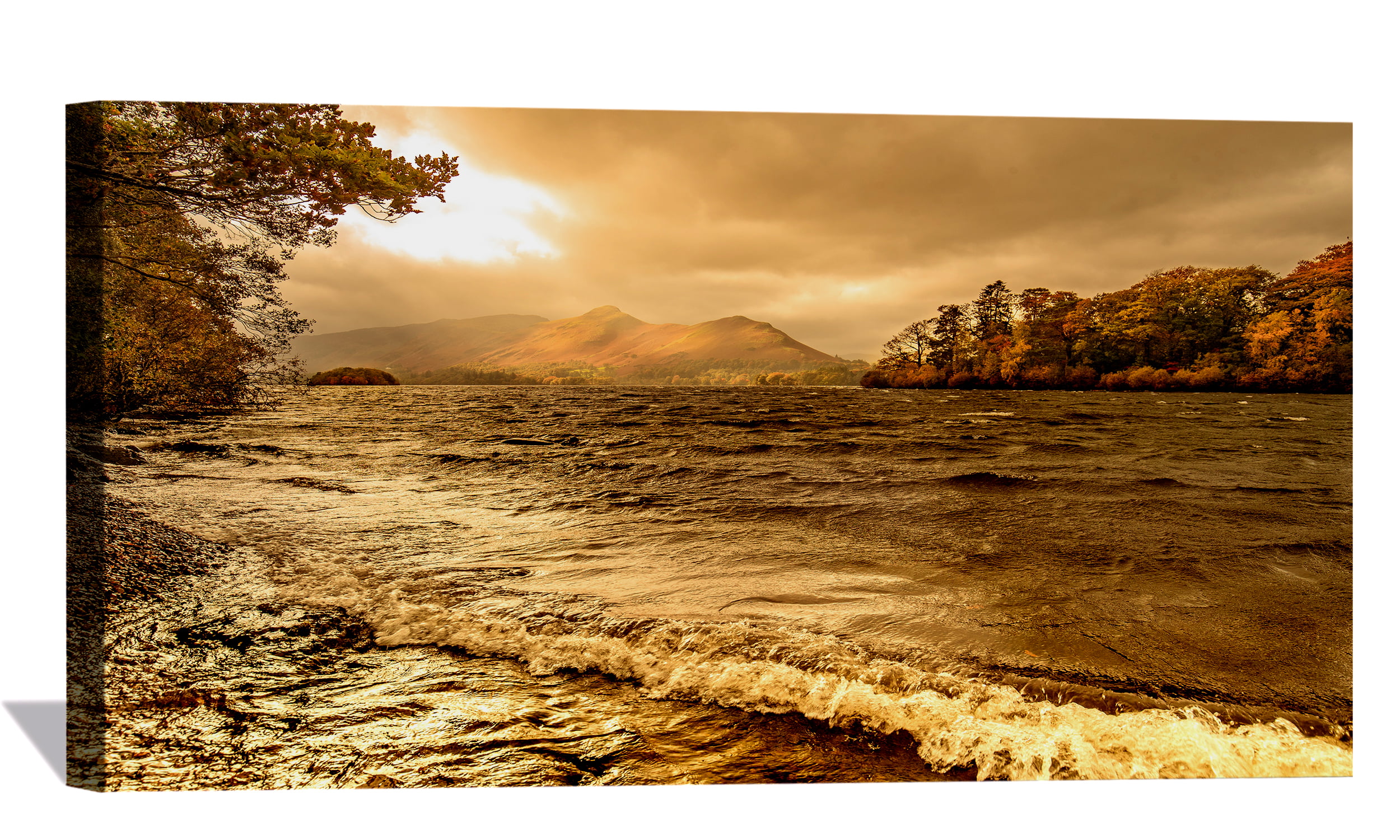 Sunrise Lake Mountains Forests Sky Waterfall Landscape Nature Poster 24"x13" 035 