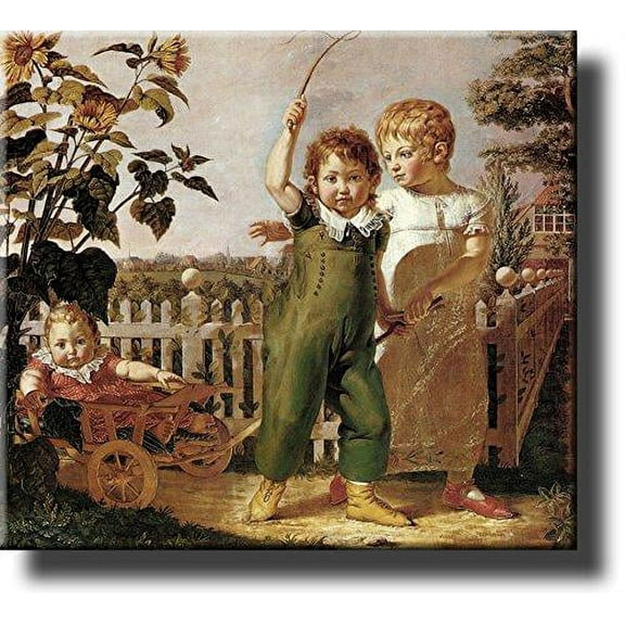 The Huelsenback Children by Philipp Otto Runge Picture on Stretched Canvas, Wall Art Decor, Ready to Hang!