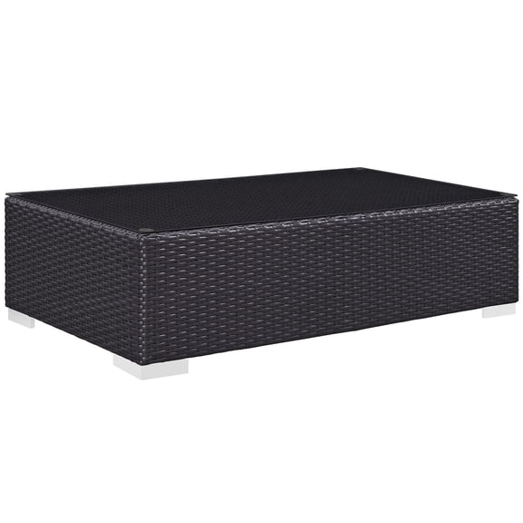 Afuera Living Contemporary Wicker Patio Coffee Table in Espresso