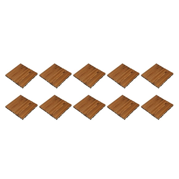Plancher de Bois, 10 Pcs Blocs de Plancher de Bois Plancher de Bois Extérieur Carreaux de Plancher Extérieurs Savoir-Faire Exceptionnel