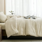ANGENIA King Size Comforter Sets Beige - 3 Pieces Cream Boho Bedding Comforter Set for King Bed - Soft Fluffy Tufted Textured All Season Bed Set for Women Men