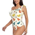 thumbnail image 3 of Picia Colorful Squirrel Pattern Women's One Piece Swimsuits,One Shoulder Swimwear Asymmetric ,Ruffle Monokinis Bathing Suits,High Waisted Flattering Bathing Suits-Medium, 3 of 8