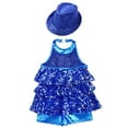 thumbnail image 4 of CHICTRY Kids Girls Modern Jazz Dance Tops with Hat Performance Competition Outfit Backless Sequins Leotard Royal Blue 14, 4 of 5