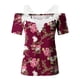 thumbnail image 5 of Blusa informal de manga corta con cuello en V y encaje con hombros descubiertos para mujer OAVQHLG3B Store  lin121212, 5 of 5