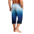 thumbnail image 6 of JoveMarine Men's Gradient Print Hawaiian Shorts with Drawstring, 7/8 Length Casual Shorts for Spring and Fall, Lightweight Beach Style Blue 3XL, 6 of 9