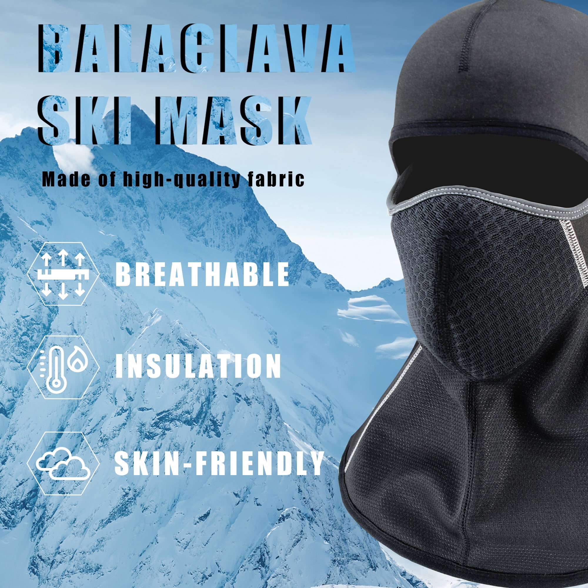 Balaclava Face Mask Ski Mask for Men Women Full Cover Mask for Outdoor Activities Black