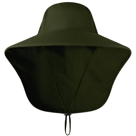 UPF 50 Sun Protection Hat for Unisex Adult UV Solar Protection Wide Brim Outdoor Beach Fishing Bucket Bonnie Cap Visor with Neck Flap Breathable Mesh Lightweight Foldable Windproof B Army Green