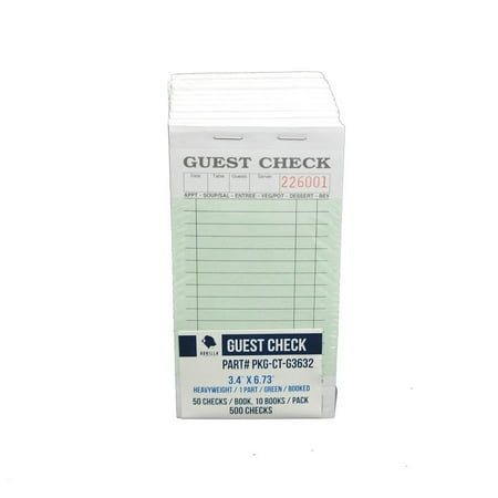 Guest Book Champagne - Guest Check PKG-CT-G3632 Heavyweight, Single Part, Perforated, Green, 3.4