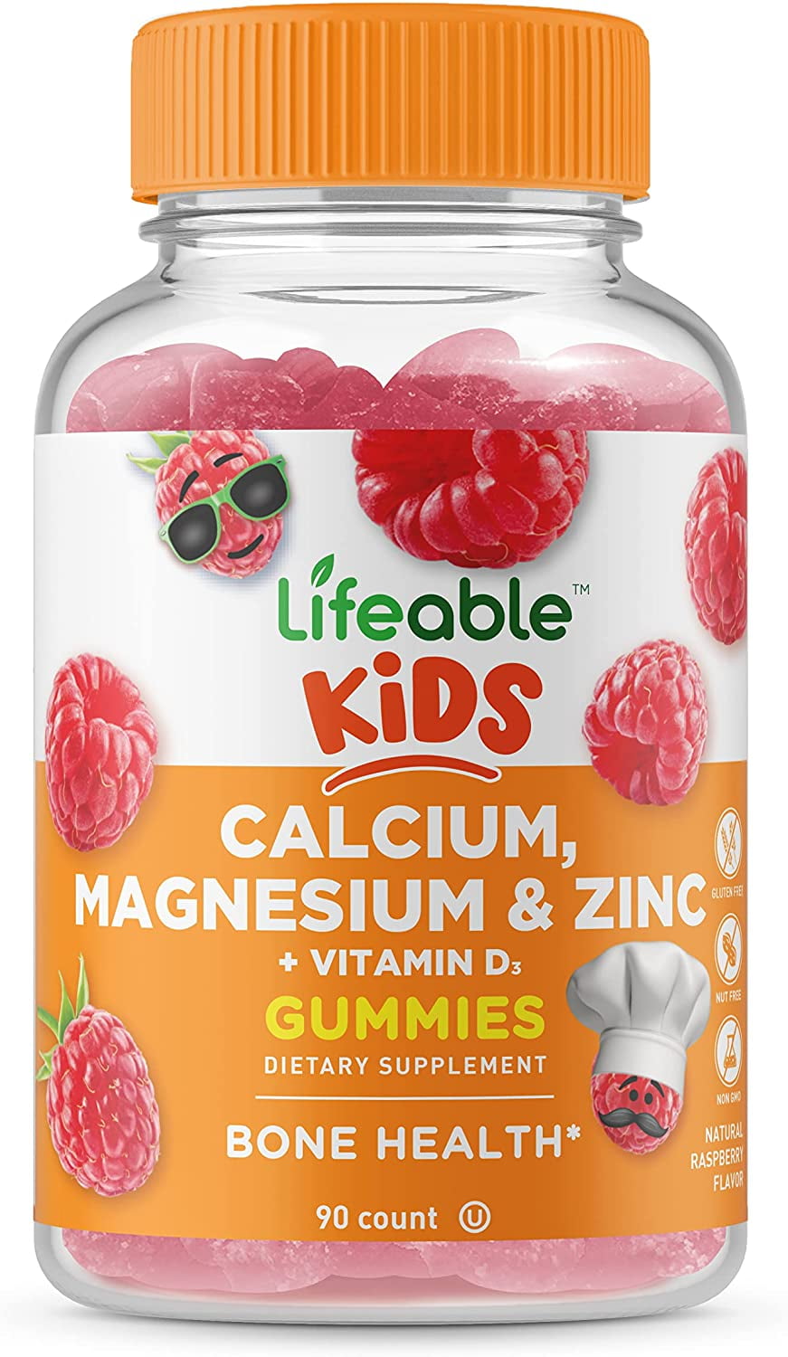 Lifeable Calcium Magnesium Zinc and Vitamin D Gummies for Kids, 90 Count