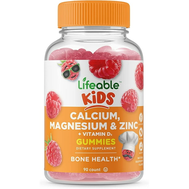 Lifeable Calcium Magnesium Zinc and Vitamin D Gummies for Kids, 90