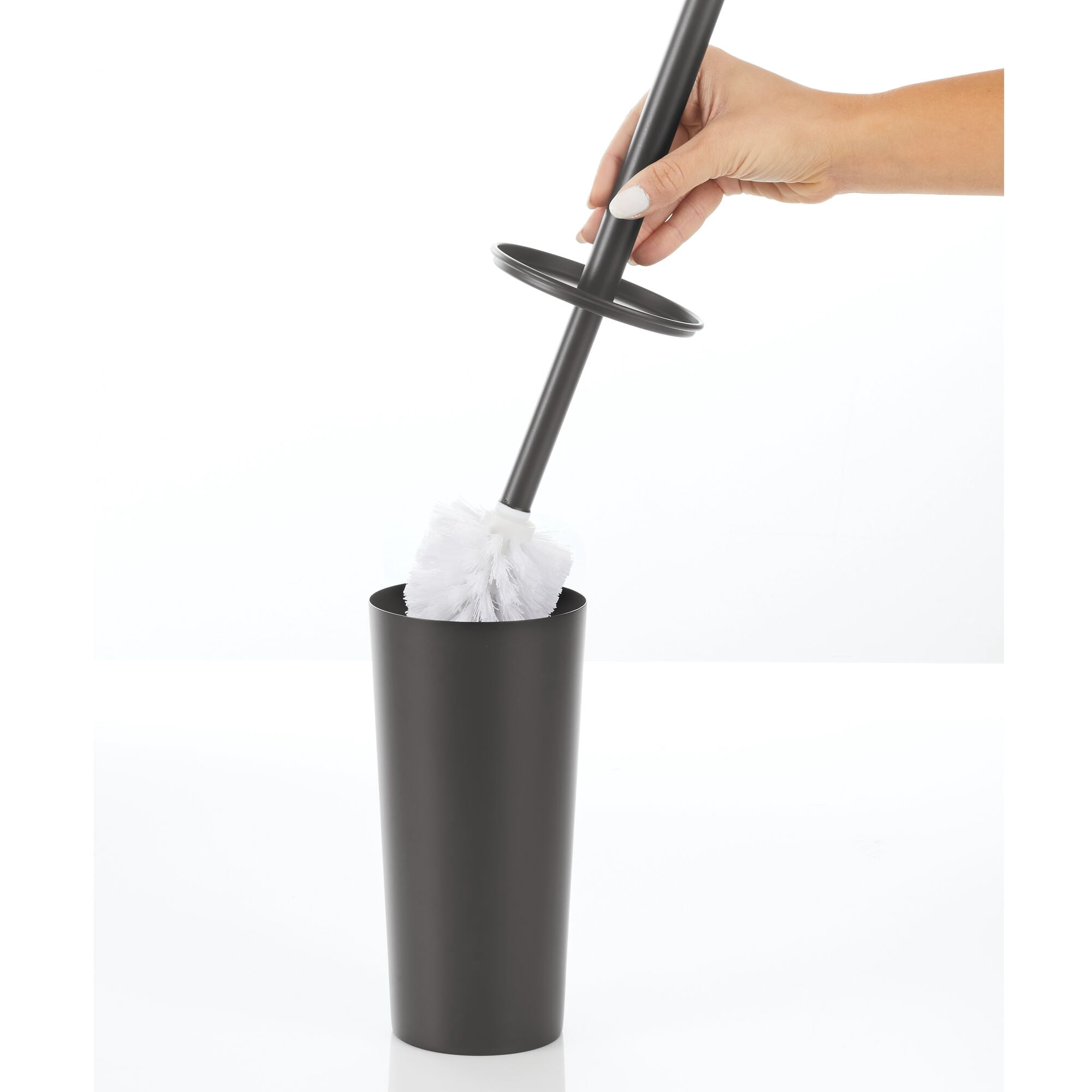 mDesign Steel Toilet Bowl Brush/Holder Bathroom Storage Combo - Graphite