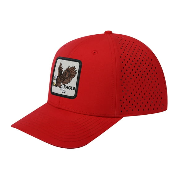 Unisex Embroidered The Eagle, 6-Panel Microfiber Laser hole Trucker Hat, Red/Red, Adjustable Fit