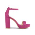 thumbnail image 3 of BLISSFUL STEP Sandales à Talons Hauts Épais à Plateforme avec Bride à la Cheville pour Femmes Rose Vif (Taille 8,5), 3 of 6