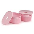 thumbnail image 5 of Oliveware Bingo Basket BPA Free Stackable Storage Organisers With Lids, For Clothes, Toys, Stationary, Set of 2 (Small) - 3.24Litere (Pink), 5 of 5
