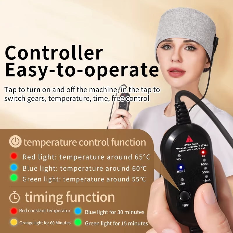 Heated Full-Wrap Headband with Red Light Therapy – 3 Heating Modes for Daily Relaxation and Unisex Comfort