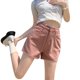 thumbnail image 5 of Pantalones cortos de mezclilla sucios en polvo para mujer novedad de verano 2024 cintura alta diseño pequeño bolsillo una palabra pantalones finos sueltos de pierna ancha, 5 of 5
