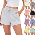 thumbnail image 2 of Womens Lounge Sweat Shorts Drawstring High Waist Summer Athletic Loose Elastics Sweatpants with Pockets,Light Gray,L, 2 of 6