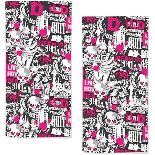 wonima01 Skull Towels - 2 Piece Bundle Skull Kitchen Towels Soft Absorbent 13.7"x28.7" for Bathroom, Kitchen, Modern Home Decor & Gift Idea - Elegant and Luxurious Design