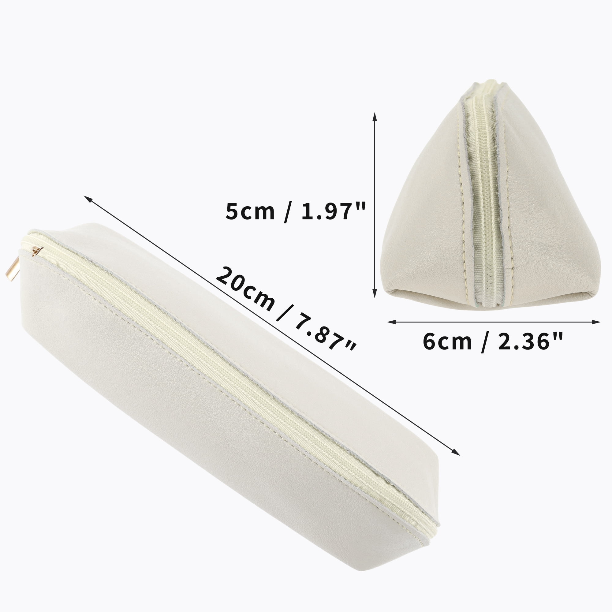 Unique Bargains Zipper Pencil Pen Case Portable Stationery Bag Beige
