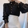 thumbnail image 5 of Women Elegant Lace Trim Shirts Casual Victorian Blouse Long Sleeve Button Down Tops, 5 of 7