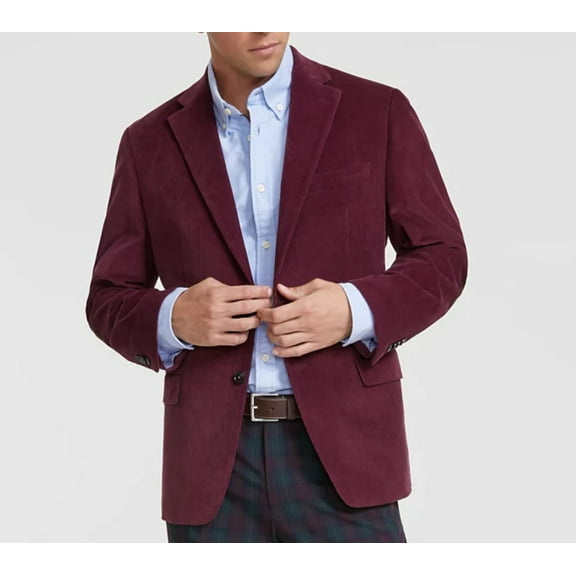 Tommy Hilfiger Mens Modern fit Corduroy Sport Coat Blazer 44 R Burgundy Red