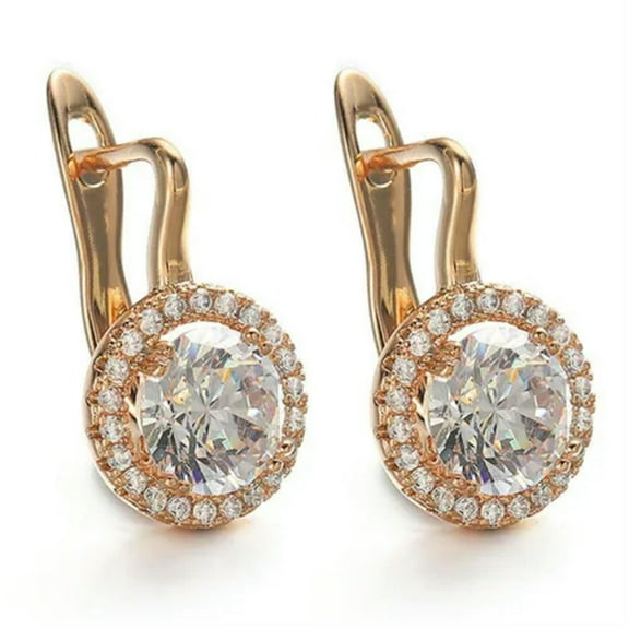 Elegant Cubic Zirconia 18k Yellow Gold Plated Drop Earring Women Jewelry A Pair