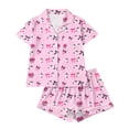 thumbnail image 4 of Women Halloween Pajama Set Short-Sleeve Button-Down Shirt and Shorts Sleepwear Spooky Pumpkin Ghost Graphic Loungewear Outfit for Fall Season Relaxing, 4 of 9