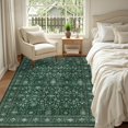 thumbnail image 4 of 5x7 Area Rugs Living Room Rug: Washable Vintage Distressed Floral Rug No Slip Stain Resistant Soft Carpet Indoor Large Carpets for Bedroom Dining Room Farmhouse Nursery Hallway Home Office Deep Green, 4 of 18