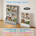 thumbnail image 5 of Pirecart Kids Toy Storage, 4 Tier Children Bookcase & Bookshelf, 7 Cubby Cabinet, Wood Book and Toy Organizer Cabinet for Living Room, Nursery, School, Gray, 5 of 5