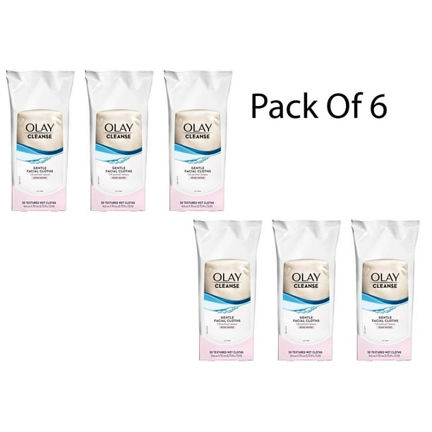 Olay Gentle Facial Cleansing Cloths Rose Water 30 ct Each (Pack OF 6