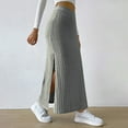 thumbnail image 5 of Baqcunre Wrap Dress Ribbed Knit Skirt Women's Long Skirts with Slit High Waist Vintage Retro Skirts Casual Skirt Autumn Skirt with Elastic Waistband Skirts for Women Maxi Skirts for Women, 5 of 8