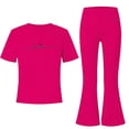 thumbnail image 4 of Amidoa Girls Summer 2 Piece Outfits Kids Print Short Sleeve and Casual Pants Clothing Sets Hot Pink Size 13, 4 of 7