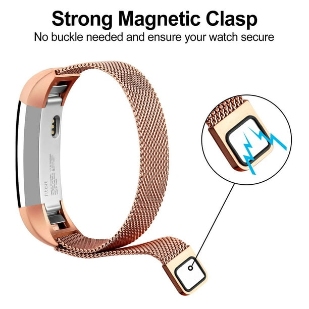 For Fitbit Alta Bands Alta HR Replacement Accessories Milanese Loop Stainless Steel Metal Bracelet Strap with Magnet Lock for Fitbit Alta HR Wristband-Rosegold Walmart.com