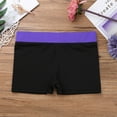 thumbnail image 7 of MSemis Girls Kids Gymnastics Dance Sports Booty Shorts Running Yoga Workout Stretchy Bottoms Purple&Black 14, 7 of 7