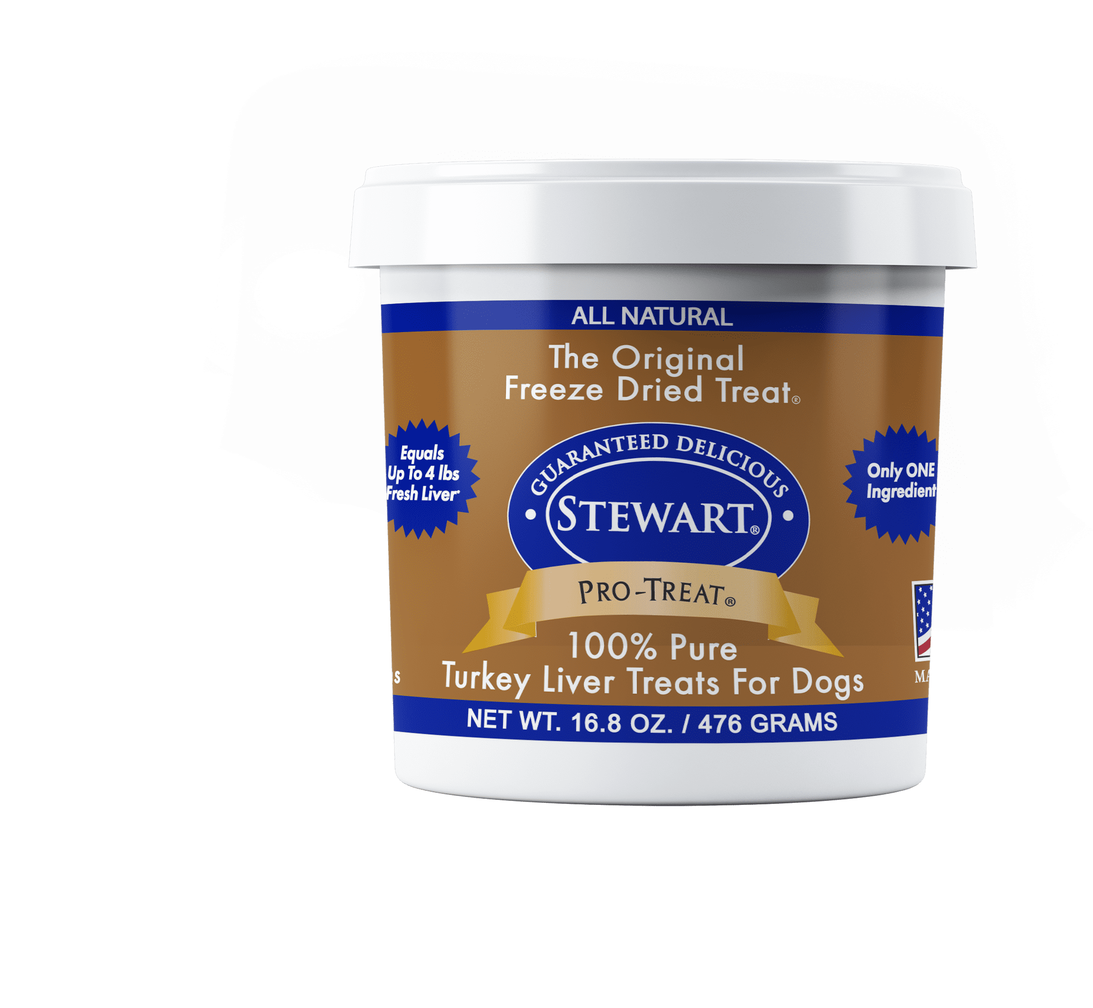 Stewart Pro-Treat Freeze Dried Turkey Liver Dog Treats, 16.8 oz. Tub