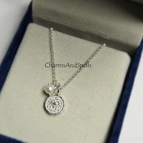 Cancer Necklace, 925 Sterling Silver Pearl Necklace, Tiny Astrology Charm Necklace, Dainty Horoscope Minimalist Necklace, Mother's Day Gift