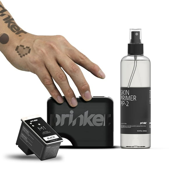 Prinker M Black Temporary Tattoo Printer, Custom Tattoos in Seconds, Water-Resistant and Soap-Washable, Android & iOS Compatible, Fun & Easy, Festivals Parties Events, B