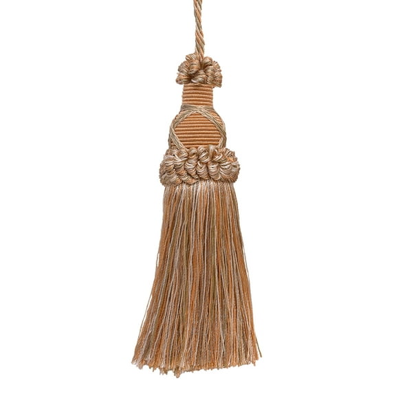 5 1/2" (14cm) Key Tassel, 4" (10cm) Loop with Criss Cross Design # KTIC,, Prairie Beige #3853 (Light Beige, White Ivory, Light Orange) Sold Individually