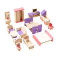 thumbnail image 4 of Juego de 19 piezas de muebles de casa de muñecas de madera, accesorios de casa de muñecas, muebles en miniatura de simulación para dormitorio para, 4 of 9