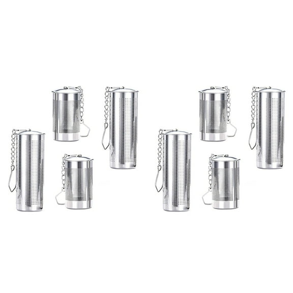 8PCS Tea Infusers for Loose Tea,Tea Filter with Lid,Stainless Steel Tea Strainer with Chain Hook,Large Tea Strainer Ball,8 x tea infuser,Silver