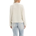 thumbnail image 3 of Chaqueta de lino INSPIRE CHIC para mujer, casual, de manga larga, con botones, tipo solapa, utilitaria, con bolsillos, tamaño S, color beige, 3 of 6