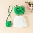 thumbnail image 2 of ZACPNCV Girls Summer 2 Piece Outfit Ribbed Ruffle Cap Sleeve Sleeveless Top and Bow Front Skort Shorts Set Kids Shorts Set Green 3-4 Years, 2 of 9
