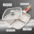 thumbnail image 2 of 3 Section Nonstick Grill Pan with Detachable Handle, White Square Skillet for Stove Top Cooking, 2 of 5