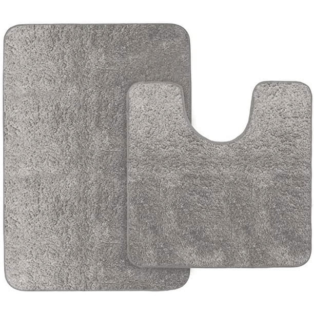 Gorilla Grip Juego de 2 alfombras de baño de lujo originales de primera calidad, incluye alfombra de baño de 30 x 20 y alfombrilla ovalada contorneada en forma de U, alfombras suaves absorbentes, lavable a máquina, alfombrillas para baño, ducha, gris oso de fresa Electrónica